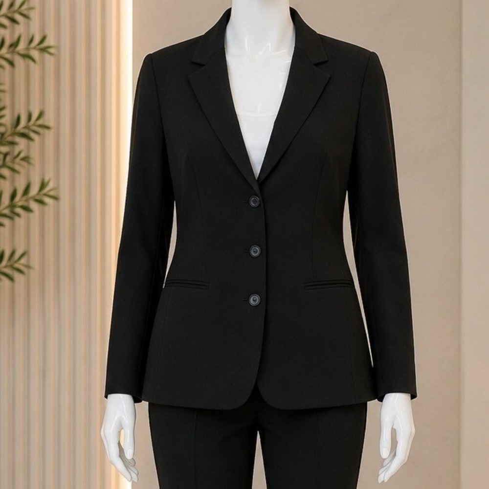 Tahari Women Blazer Black Polka Dot Lining Three-Button Professional 20W